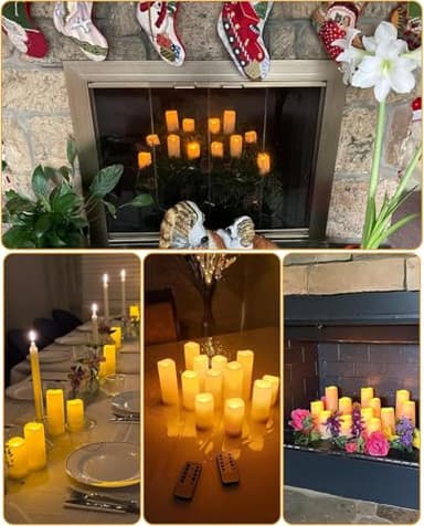 Hausware Flameless Candles 12 Pack, 4"-7" Flickering LED Pillars with Remote Timer & Waterproof, Battery Operated for Outdoor Lanterns Indoor Decor - Image 2