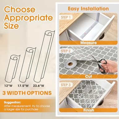 COAVAS Shelf Liner for Cabinets & Drawers Non Slip, No Adhesive Drawer Liners for Dresser, Kitchen, Shelves, Thick Shelf Paper Waterproof, Cut-to-Size (Gray, 12IN x 10FT) - Image 7