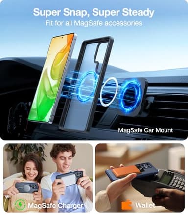 TORRAS for Samsung Galaxy S25 Ultra Case, Fit for MagSafe, 4X Military Grade Protection, Translucent Slim Magnetic Shockproof TPU/PC Case for Samsung S25 Ultra Case, Navy Blue - Image 3