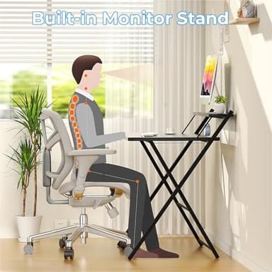 GreenForest No Assembly Folding Desk, 2-Tier Compact Computer Desk with Shelf, 30 inch Space Saving Foldable Table for Home Office, Dorm or Apartment, Portable Collapsible Sturdy Laptop Desk, Black - Image 7