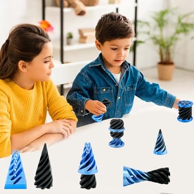 3 Packs Impossible Cone,Spiral Cone Fidget Toy Impossible Pyramid Passthrough Toy,3D Printed Spiral Cone Fidget Toy,Mini Vortex Thread Illusion Desktop Deco Souvenir Gift for Anxiety Relaxing - Image 2