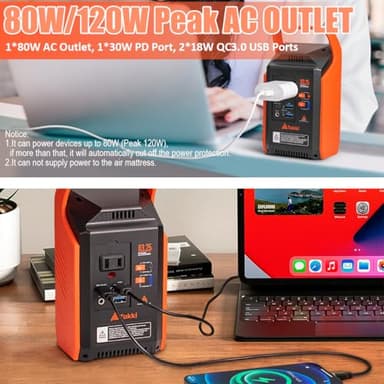 Takki 120W Peak Solar Generator with 21W Panel 83Wh Portable Power Station Solar Power Bank with 110V AC Outlet for Camping Home Use Outdoor Emergency Fan Laptop Hurricane - Image 3