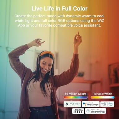 HLB6099WZRGBWMWR: HALO 6” Smart Wi-Fi Slim Canless LED Downlight Powered by WiZ Pro, Dimmable Full Color with Smart Home Integration - Image 5
