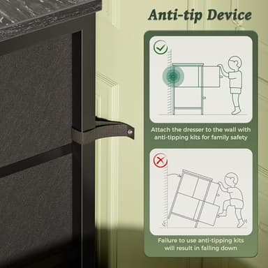 Huuger 63 Inch Dresser for Bedroom, Dresser for Closet with 9 Drawers, Large TV Stand for 55, 65, 70 Inch TV, Entertainment Center, Wide Long Chest of Drawers, Charcoal Black Wood Grain Print - Image 9