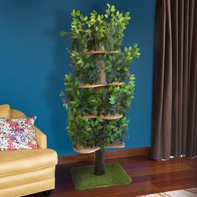 On2 Pets Cat Tree with Leaves Made in USA, House & Activity Tree, Multi-Level Cat Condo for Indoor Cats. (Square Base, XL Green) - Image 6