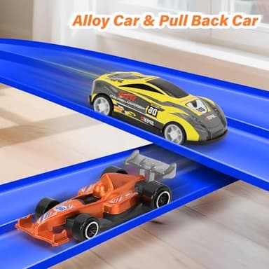 KETIEE Flex Tracks 16Ft for Kids: Flexible Race Car Ramp Track with 4 Small Racecars and 8 Suction Cups Compatible with Hot Wheels and Diecast 1/64th Cars, Rolls Up Portable Racetrack for Ages 3 & Up - Image 7