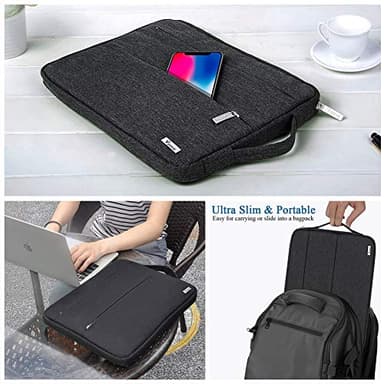 Voova Laptop Sleeve Carrying Case 13 13.6 Inch Compatible with MacBook Air 13 M1/M2/M3/M4, MacBook Pro 13/14, IPad Pro 13, Waterproof Slim Computer Cover Bag, Black - Image 2