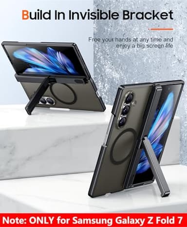 SPIDERCASE Only Designed for Samsung Galaxy Z Fold 7 Case,Built-in [Screen Protector] [Hinge Protection] [Kickstand] Full Body Protective Phone Case for Galaxy Z Fold 7 - Black - Image 4