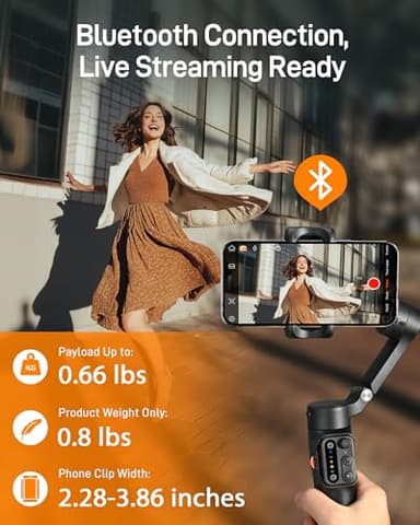 hohem iSteady X3 SE Gimbal Stabilizer for iPhone, Phone Stabilizer with Detachable Remote Control, Portable Foldable 3-Axis Phone Gimbal for Android & iPhone 16 15 Pro Max, Ideal for Travel Vlogging - Image 6