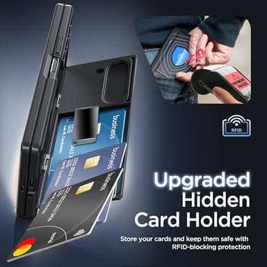 TONGATE Wallet for Z Fold 7 Case with Privacy Screen Protector, [4-Card Holder][Anti Spy] Built-in Large Stand & Slide Camera Cover Z7 Shockproof Phone Case for Samsung Galaxy Z Fold 7, Dark Black - Image 4