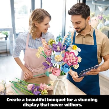 SUNHABI Flower Building Set for Adults Flower Bouquet Botanical Collection Unique Home Décor or Office Décor Great Gift for Her and Him (VASE NOT Included) - Image 4