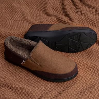 Zigzagger Men's Zermatt Wool-blend Loafer Slippers with Memory Foam Indoor, Coffee, 11 US - Image 4