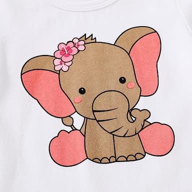 YOUNGER TREE Toddler Baby Girl Clothes Summer Cute Elephant T-shirt Solid Color Short Sets with Belt Girls Outfit (Elephant, 3-4T) - Image 5