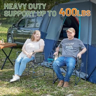 TIMBER RIDGE Aluminum Camping Directors Chair with Side Table Pocket, Portable Folding Chair, Heavy Duty Lawn Chair for Fishing Trip Picnic Concert Outdoor 400lbs, Grey 2 Pack - Image 4