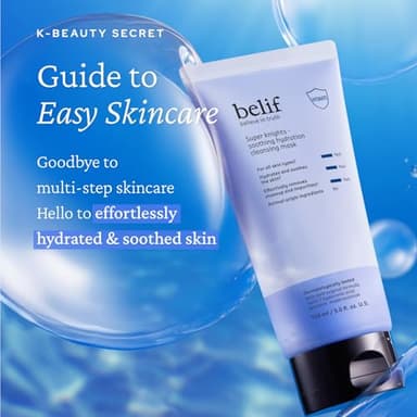belif Super Knights - Soothing Hydration Cleansing Mask, 3-in-1 Facial Mask & Cleanser with Hyaluronic Acid, Squalane, Madecassoside | For Dry and Sensitive Skin | Korean Skincare (5.0 fl. oz) - Image 2