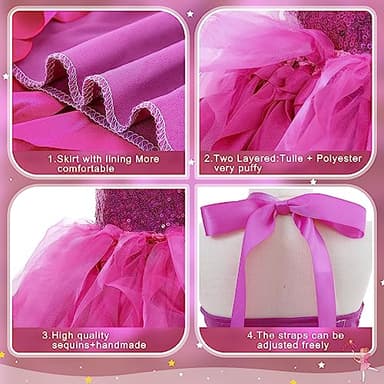 Suppromo Hot Pink Tutu Dress for Girls Princess Party Dress for Baby Sparkly Tulle Sequin Fairy Dresses for Kids Sneaker Ball Gown Prom Dance Graduation Birthday Graduation Halloween Outfit 11-12T - Image 5