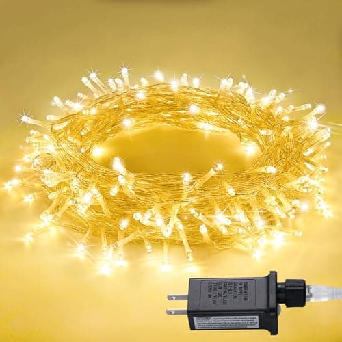 JMEXSUSS Connectable Warm White String Lights Indoor Bedroom, 8 Modes Christmas String Light Plug in Christmas Tree Lights, 33ft 100 LED Fairy Twinkle Light Outdoor for Home Garden Xmas Tree Decor - Image 1