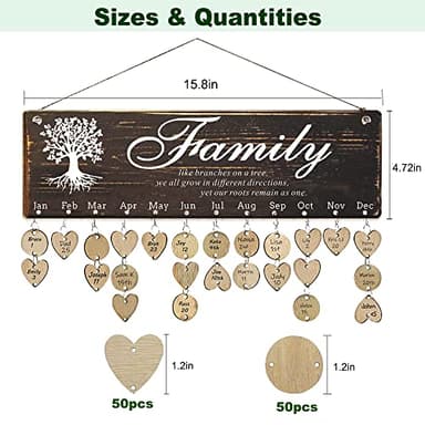 Logresy Birthday Gifts for Grandma, Family Birthday Tracker Reminder Calendar Board, Best Mom Grandma Christmas Mother Day Present Idea, Record Birthday in One Place, New Year Gift for Elderly - Image 6
