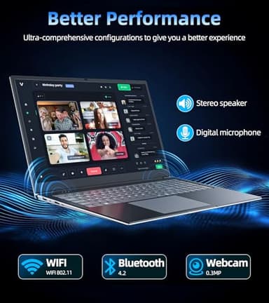 SGIN Laptop 17.3 Inch, Windows 11 Notebook Celeron I3 Processor, 4GB DDR3 128GB SSD, FHD IPS Display, HDMI, Type-C, Numpad, for Business and Students - Image 5
