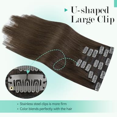 Ukira Medium Brown Hair Extensions Real Human Hair Clip ins for Women, 18 Inch 120g 7pcs #4 Human Hair Extensions, Natural Straight Remy Human Hair Chocolate Brown Clip in Extensions - Image 7