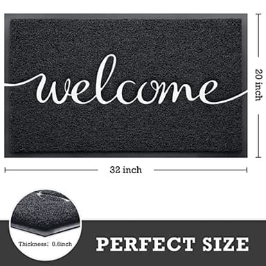 CozyBounty Door Mat Welcome Mats Outdoor Indoor Non-Slip Doormat for Entryway Low-Profile Floor Mat for Yard, Garage, High Traffic Areas (32"x20", Black) - Image 3