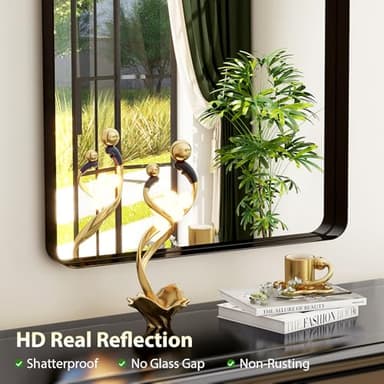 Easly 71" x 30" Full-Length Mirror - Black Deep Framed Floor Mirror, Wall-Mounted Rectangular Dressing Mirror for Home Decor in Bedroom, Bathroom, Living Room - Hang or Lean Against Wall - Image 5