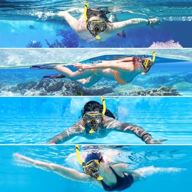 Snorkeling Gear for Adults, Dry-Top Snorkel Set Scuba Diving mask, 180°Panoramic Wide View Professional Snorkeling Gear Breathing Freely Snorkel Mask (Yellow) - Image 5