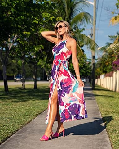 KILIG Women's Summer Maxi Dress 2025 Casual Sleeveless Split Floral Sundress Beach Vacation Flowy Long Dresses(Floral15,S) - Image 7