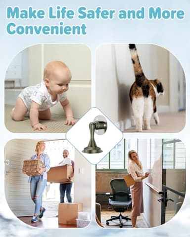 Door Stoppers Magnetic Door Catch - 6 Pack Stainless Steel Heavy Duty Door Stops for Bottom of Door, Wall & Floor Mounting No-Drill Strong Adhesive & Screws, Strong Door Holder to Keep Door Open - Image 7