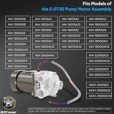 S-0730 Water Pump for Hoshizaki, Ice Machine Motor Pump Assembly with Cable and Plug Service Kit - Image 2