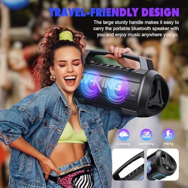 W-KING Portable Speakers Bluetooth Wireless, 120W Max Loudest Bluetooth Speaker, IPX6 Waterproof Outdoor Speaker with 70W Deep Bass/2*Subwoofer/DSP/EQ/42H/LED/MAC-in/Power Bank, Large Party Boombox - Image 9