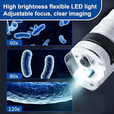 Kids Microscope, Portable Microscope for Kids Zoom 60x-120x, Little Scientist Lab Education, Gifts for Girls Boys 8-12, STEM Handheld Scope, Science Toys - Image 2