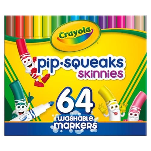 Crayola Pip-Squeaks Skinnies Washable Markers (64ct), Mini Markers for Kids, Coloring Markers, Craft Supplies, Kids Holiday Gift, 3+ - Image 1