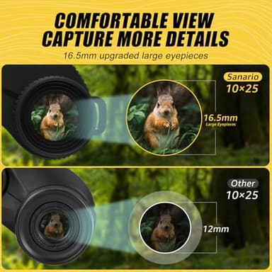 10x25 Compact Binoculars for Adults and Kids, Large Eyepiece Waterproof Binocular with Low Light Vision, High Powered Easy Focus Small Binoculars for Bird Watching, Outdoor Hunting, Travel, Concerts - Image 4