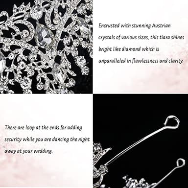 TOBATOBA Silver Wedding Crystal Tiaras and Crowns for Women, Bride Royal Queen Headband Princess Quinceanera Headpieces for Birthday Prom Pageant Party - Image 7