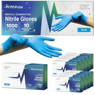 Medical Exam Blue Nitrile Gloves Large 1000 Count - 3 Mil Powder and Latex Free Disposable Gloves - Case of 10 Boxes of 100 - Image 1