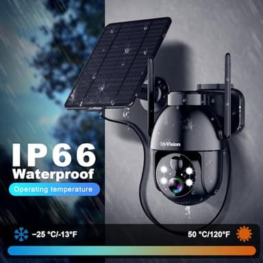 Solar Security Cameras Wireless Outdoor, 2K PTZ WiFi 3MP Indoor Security Camera for Home with Spotlight, PIR Motion Detection,Siren, Color Night Vision, 2-Way Talk, SD/Cloud Storage - Image 7