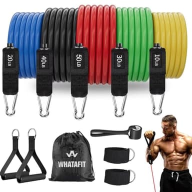 WHATAFIT Resistance Bands, Exercise Bands，Resistance Bands for Working Out, Work Out Bands with Handles for Men and Women Fitness, Strength Training Home Gym Equipment - Image 1