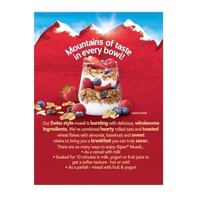 Alpen Original Muesli, Swiss Style Muesli Cereal, Whole Grain, Non-GMO Project Verified, Heart Healthy, Kosher, Vegan, 14 Oz Box (Pack of 6) - Image 5