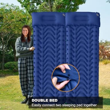 MEETPEAK Sleeping Pad, Extra Thickness Inflatable Camping Sleeping Mat with Pillow Built-in Foot Press, Compact Ultralight Camping Air Mattress for Backpacking, Hiking, Tent - Image 6