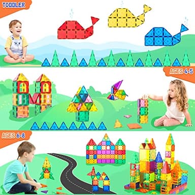 Magnetic Tiles Toddler Toys Magnetic Building Blocks for Kids Ages 3-12 STEM Educational Toys for Girls & Boys Sensory Play for Preschool Learning Birthday Chritmas Gifts Stocking Stuffers - Image 3