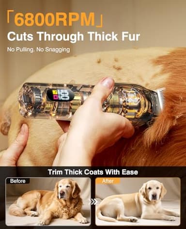 Dog Grooming Kit, Dog Clippers for Grooming for Heavy Thick Hair, Low Noise Cordless Pet Hair Trimmer with Stainless Steel Blade, Professional Rechargeable Hair Trimmer for Dogs and Cats - Image 4