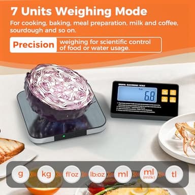 Food Scale with Split Wireless LCD Display, 33lb Digital Kitchen Scale with 7 Units Tare Function, 0.1oz High Accurate Smart Cooking Scale for Baking/Cooking/Meal Prep/Milk/Dieting - Image 3