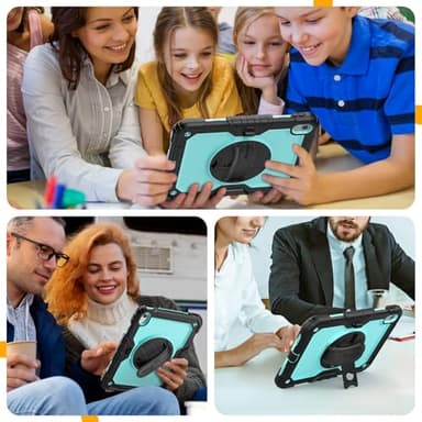 timecity for iPad (A16) 11th/ 10th Generation Case 11''/ 10.9 Inch (2025/2022) - Heavy Duty Protective Cover with Screen Protector, Stand, Shoulder Strap & Pencil Holder | Kids-Friendly - Light Blue - Image 5