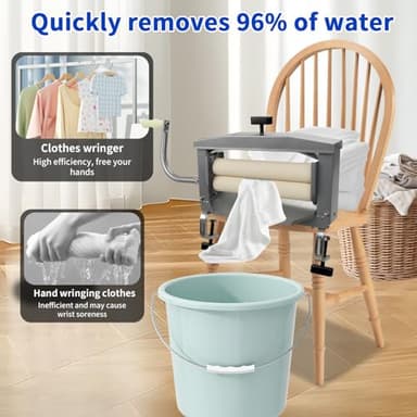 MADONGLI Clothes Wringer - Better Moisture Removal than Portable Washing Machine/Portable Dryer - Heavy Duty Off Grid Laundry Wringer | Perfect Towel Wringer for Chamois Cloth, Tile Sponge, etc. - Image 5