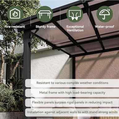 Aoxun 10’x 14’ Gazebo, Wall Mounted Gazebos Pergola on Clearance, Outdoor Patio, Large Wall-Mounted Heavy Duty Awnings for Patio, Decks, Backyard - Image 4