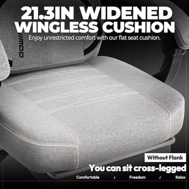 Dowinx Fabric Gaming Chair with Footrest, Big and Tall Gamer Chair with Lumbar Support, Wide Back Computer Chair for Heavy People, Grey - Image 6