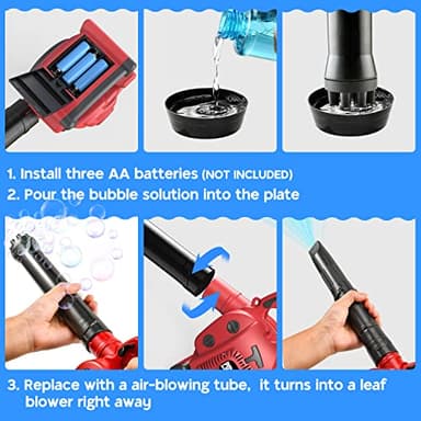 Bubble Leaf Blower for Toddlers - Upgrade Kids Bubble Machine with Gardening Tool Set Toy Leaf Blower, 2 in 1 with Extra Bubble Blower Kit Outdoor Summer Hoilday Party Toys for Boys Girls Age 3 4 5+ - Image 4