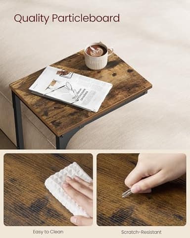 VASAGLE C-Shaped End Table, Small Side Table for Couch, Sofa Table with Metal Frame for Living Room, Bedroom, Bedside, Rustic Brown and Black - Image 5