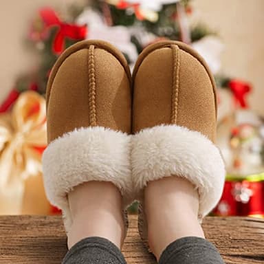 Litfun Women's Fuzzy Memory Foam Slippers Fluffy Winter House Shoes Indoor and Outdoor, Chestnut 7-7.5 - Image 2